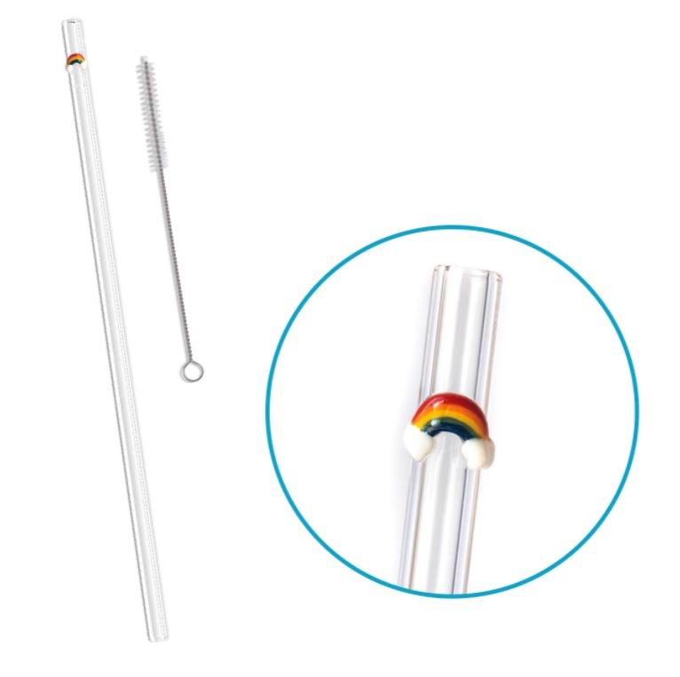 Rainbow Accented Glass Straw
