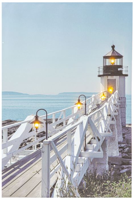 Wall Décor - LED Lighthouse w/ Bridge Canvas