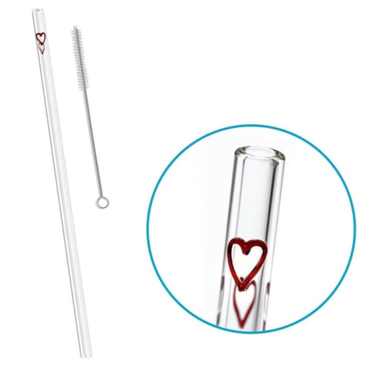 Heart Accented Glass Straw