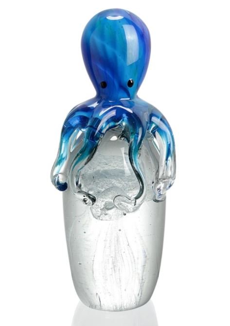 Glass Art - Octopus and Double Jellyfish Blue