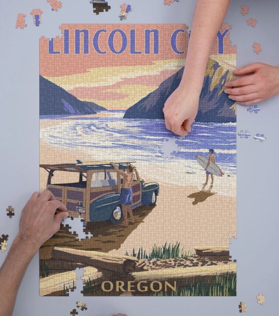 Woody On The Beach Lincoln City Oregon Puzzle