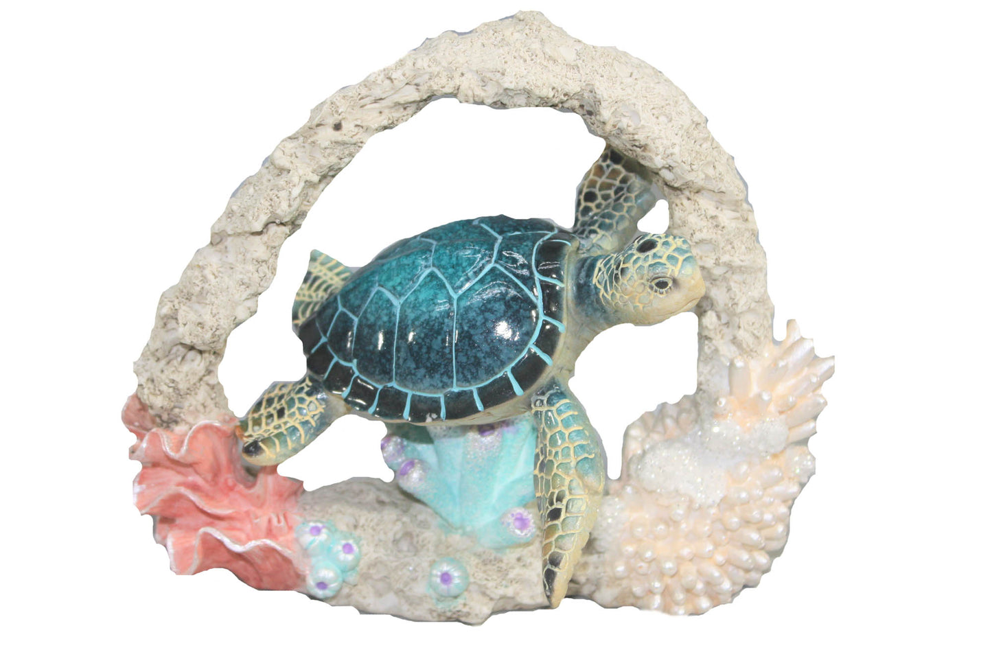 Figurine - Blue Turtle in a Coral Frame