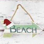 Clearance - Christmas Sign Beach - Arrow with Santa Hat